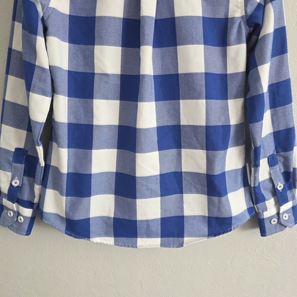 Dixxon Womens The Trestles Flannel Long Sleeve Shirt Blue White Plaid Size Small - Picture 8 of 11